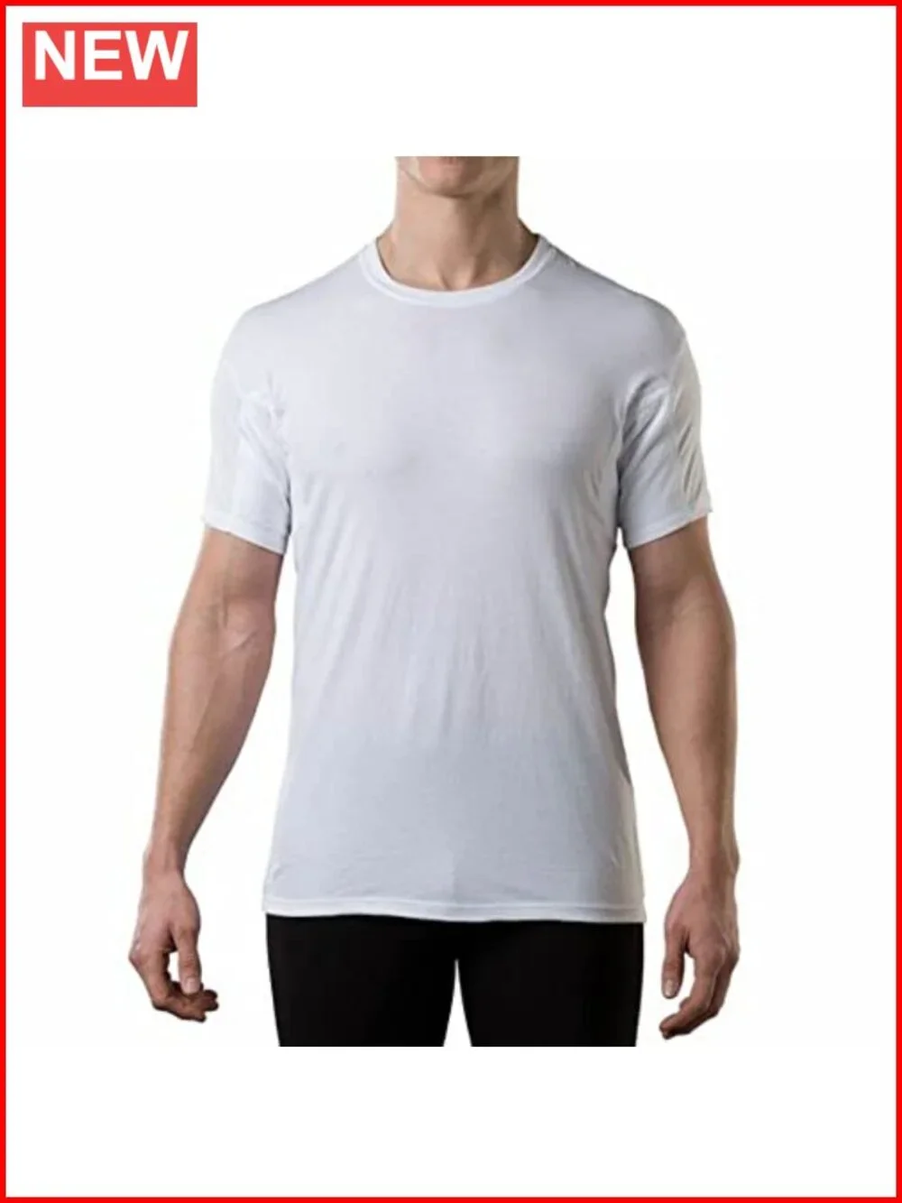 Sweatproof Cotton Crew Neck Undershirt for Men, Blocks Sweat & Stains